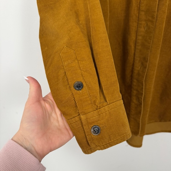 J.Crew Mustard Corduroy Button Front Shirt XS | Fall Cotton Stretch Utility Top - Picture 5 of 9